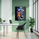 Radiant Betta Fish Glass Wall Art – Multicolor Flowing Fins UV Printed Decoration- KAFCD140