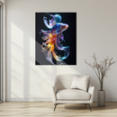 Radiant Betta Fish Glass Wall Art – Multicolor Flowing Fins UV Printed Decoration- KAFCD140