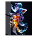 Radiant Betta Fish Glass Wall Art – Multicolor Flowing Fins UV Printed Decoration- KAFCD140