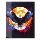 Bold Bald Eagle Glass Wall Art – UV Printed Soaring Eagle with Sunburst & Splash Effects- KAFCD141