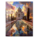 Taj Mahal Glass Wall Art – Majestic Architecture Reflected in Dreamlike Skyscape UV Print- KAFCD142