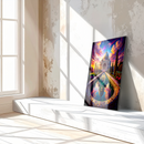 Taj Mahal Fantasy Glass Wall Art – Dreamlike Reflection with Colorful Twilight Sky UV Print- KAFCD143