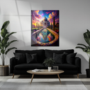 Taj Mahal Fantasy Glass Wall Art – Dreamlike Reflection with Colorful Twilight Sky UV Print- KAFCD143