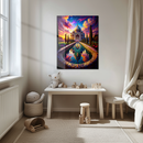 Taj Mahal Fantasy Glass Wall Art – Dreamlike Reflection with Colorful Twilight Sky UV Print- KAFCD143