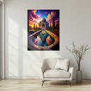 Taj Mahal Fantasy Glass Wall Art – Dreamlike Reflection with Colorful Twilight Sky UV Print- KAFCD143
