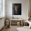 Majestic Leopard Portrait Glass Wall Art – Bold Wild Animal Gaze UV Print on Tempered Glass- KAFCD144
