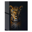 Majestic Leopard Portrait Glass Wall Art – Bold Wild Animal Gaze UV Print on Tempered Glass- KAFCD144