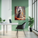Romantic Knight and Princess Embrace Glass Wall Art – Medieval Fantasy Love Scene UV Print- KAFCD145