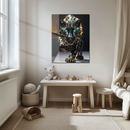 Crystal Black Panther Glass Wall Art – Shimmering Wild Cat UV Print with Emerald Eyes- KAFCD146