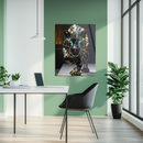 Crystal Black Panther Glass Wall Art – Shimmering Wild Cat UV Print with Emerald Eyes- KAFCD146