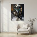 Crystal Black Panther Glass Wall Art – Shimmering Wild Cat UV Print with Emerald Eyes- KAFCD146