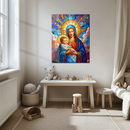 Holy Virgin Mary and Baby Jesus Glass Wall Art – Sacred Stained Glass Style UV Print-KAFCD147