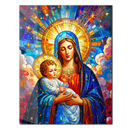 Holy Virgin Mary and Baby Jesus Glass Wall Art – Sacred Stained Glass Style UV Print-KAFCD147