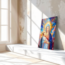 Holy Virgin Mary and Baby Jesus Glass Wall Art – Sacred Stained Glass Style UV Print-KAFCD147