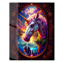 Fantasy Unicorn Glass Wall Art – Majestic Stained Glass Style UV Print with Sunset Reflections-KAFCD148