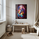 Fantasy Unicorn Glass Wall Art – Majestic Stained Glass Style UV Print with Sunset Reflections-KAFCD148