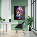 Fantasy Unicorn Glass Wall Art – Majestic Stained Glass Style UV Print with Sunset Reflections-KAFCD148