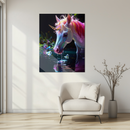 Elegant Unicorn Glass Wall Art – Magical Rainbow-Hued UV Print Fantasy Decor-KAFCD149