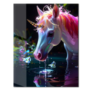 Elegant Unicorn Glass Wall Art – Magical Rainbow-Hued UV Print Fantasy Decor-KAFCD149
