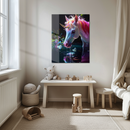 Elegant Unicorn Glass Wall Art – Magical Rainbow-Hued UV Print Fantasy Decor-KAFCD149