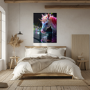 Elegant Unicorn Glass Wall Art – Magical Rainbow-Hued UV Print Fantasy Decor-KAFCD149