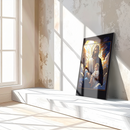 Jesus Holding Child Stained Glass Style Glass Wall Art – Sacred Christian UV Print Decor-KAFCD150