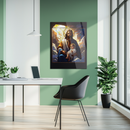 Jesus Holding Child Stained Glass Style Glass Wall Art – Sacred Christian UV Print Decor-KAFCD150