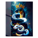Royal Snakes with Crowns Glass Wall Art – Dual Serpent King UV Print on Tempered Glass-KAFCD151