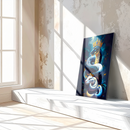 Royal Snakes with Crowns Glass Wall Art – Dual Serpent King UV Print on Tempered Glass-KAFCD151