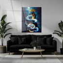 Royal Snakes with Crowns Glass Wall Art – Dual Serpent King UV Print on Tempered Glass-KAFCD151