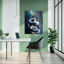 Royal Snakes with Crowns Glass Wall Art – Dual Serpent King UV Print on Tempered Glass-KAFCD151