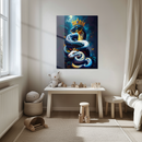 Royal Snakes with Crowns Glass Wall Art – Dual Serpent King UV Print on Tempered Glass-KAFCD151