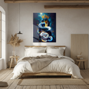 Royal Snakes with Crowns Glass Wall Art – Dual Serpent King UV Print on Tempered Glass-KAFCD151