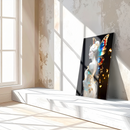 Elegant Fairy Woman with Butterfly Wings Glass Wall Art – Fantasy Portrait UV Print on Tempered Glass-KAFCD152