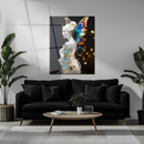 Elegant Fairy Woman with Butterfly Wings Glass Wall Art – Fantasy Portrait UV Print on Tempered Glass-KAFCD152