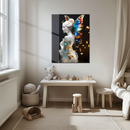 Elegant Fairy Woman with Butterfly Wings Glass Wall Art – Fantasy Portrait UV Print on Tempered Glass-KAFCD152