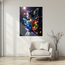 Rainbow Winged Fairy Woman Glass Wall Art – Enchanted Fantasy Portrait UV Print on Tempered Glass-KAFCD153