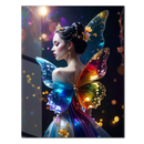 Rainbow Winged Fairy Woman Glass Wall Art – Enchanted Fantasy Portrait UV Print on Tempered Glass-KAFCD153