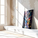 Rainbow Winged Fairy Woman Glass Wall Art – Enchanted Fantasy Portrait UV Print on Tempered Glass-KAFCD153