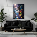 Rainbow Winged Fairy Woman Glass Wall Art – Enchanted Fantasy Portrait UV Print on Tempered Glass-KAFCD153