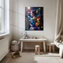 Rainbow Winged Fairy Woman Glass Wall Art – Enchanted Fantasy Portrait UV Print on Tempered Glass-KAFCD153