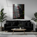 Three-Headed Black Snake Glass Wall Art – Mythical Serpent UV Print on Tempered Glass Panel-KAFCD155
