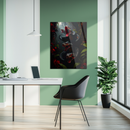Three-Headed Black Snake Glass Wall Art – Mythical Serpent UV Print on Tempered Glass Panel-KAFCD155