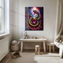 Three-Headed Green Snake Glass Wall Art – Vibrant Fantasy Jungle Serpent UV Printed Panel-KAFCD156