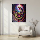 Three-Headed Green Snake Glass Wall Art – Vibrant Fantasy Jungle Serpent UV Printed Panel-KAFCD156