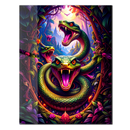 Three-Headed Green Snake Glass Wall Art – Vibrant Fantasy Jungle Serpent UV Printed Panel-KAFCD156