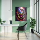 Three-Headed Green Snake Glass Wall Art – Vibrant Fantasy Jungle Serpent UV Printed Panel-KAFCD156