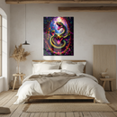 Three-Headed Green Snake Glass Wall Art – Vibrant Fantasy Jungle Serpent UV Printed Panel-KAFCD156