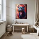 Roaring Panther Glass Wall Art – Vibrant Red Fantasy Jungle Animal UV Print Panel-KAFCD157