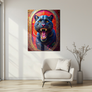 Roaring Panther Glass Wall Art – Vibrant Red Fantasy Jungle Animal UV Print Panel-KAFCD157